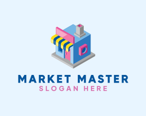 Cute 3D Market logo design