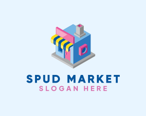 Cute 3D Market logo design