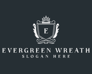 Wreath Shield Crown Boutique logo design