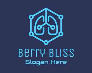 Blue Respiratory Lungs Tech logo design