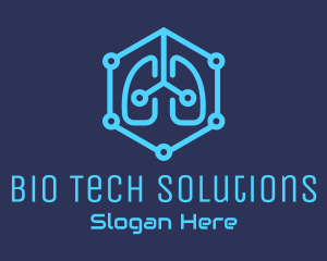 Blue Respiratory Lungs Tech logo design