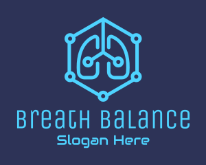 Blue Respiratory Lungs Tech logo design