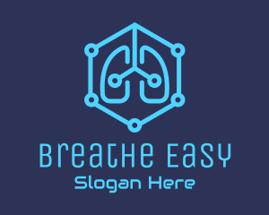 Blue Respiratory Lungs Tech logo design