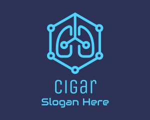 Blue Respiratory Lungs Tech logo design