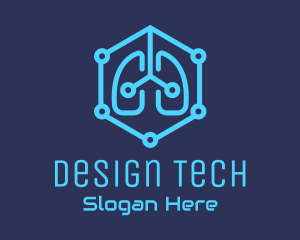 Blue Respiratory Lungs Tech logo design