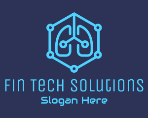 Blue Respiratory Lungs Tech logo design