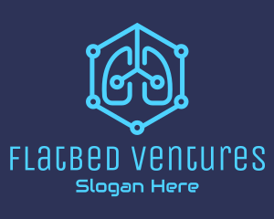 Blue Respiratory Lungs Tech logo design