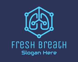 Blue Respiratory Lungs Tech logo design