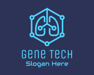 Blue Respiratory Lungs Tech logo design