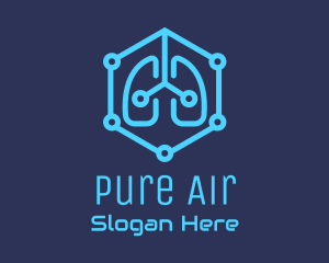 Blue Respiratory Lungs Tech logo design