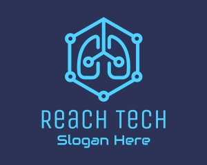 Blue Respiratory Lungs Tech logo design