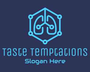 Blue Respiratory Lungs Tech logo design