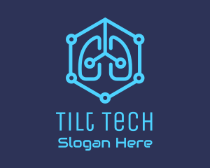 Blue Respiratory Lungs Tech logo design