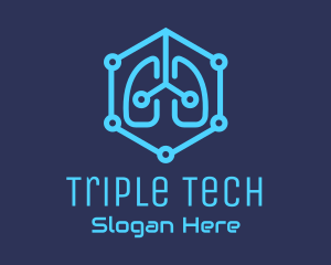 Blue Respiratory Lungs Tech logo design