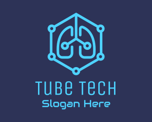 Blue Respiratory Lungs Tech logo design