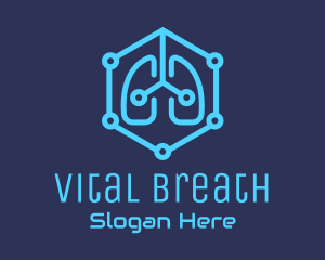 Blue Respiratory Lungs Tech logo design