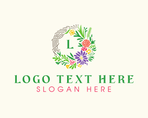 Floral Badge Wreath logo