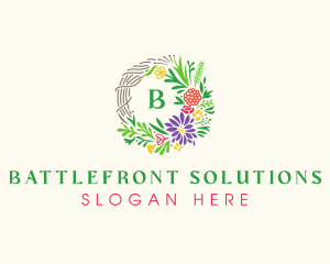 Floral Badge Wreath logo