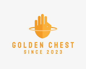 Golden Shield Hand  logo design