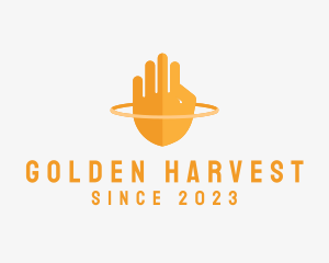 Golden Shield Hand  logo design