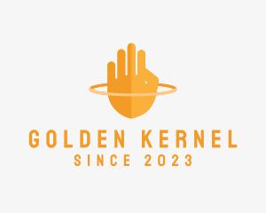 Golden Shield Hand  logo design