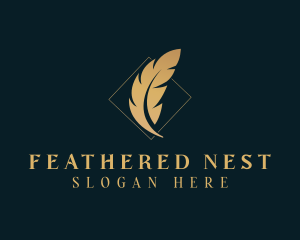 Quill Feather Blogger logo design