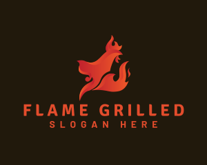 Roasted Chicken Flame logo design