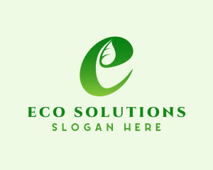 Green Leaf Letter E logo design