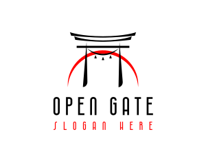 Asian Torii Gate Arch logo design