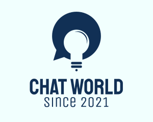 Blue Chat Lightbulb  logo design