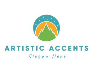 Night Mountain Landscape logo design