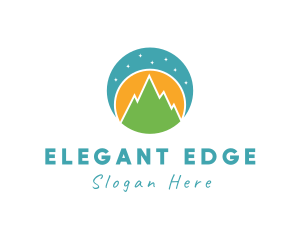 Night Mountain Landscape logo design