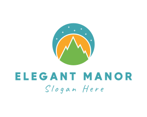 Night Mountain Landscape logo design