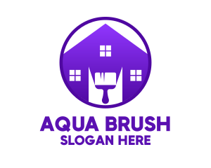 Violet Home Paint Brush logo design