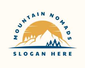 Mountain Sun Trees logo design