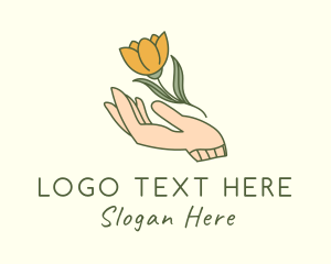 Tulip Flower Hand logo