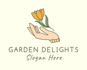 Tulip Flower Hand logo design