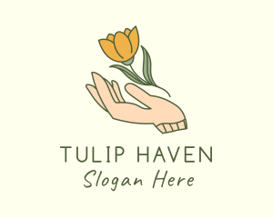 Tulip Flower Hand logo design