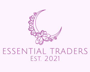 Purple Ornamental Crescent Moon  logo design