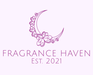 Purple Ornamental Crescent Moon  logo design