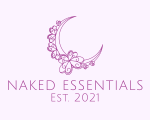 Purple Ornamental Crescent Moon  logo design