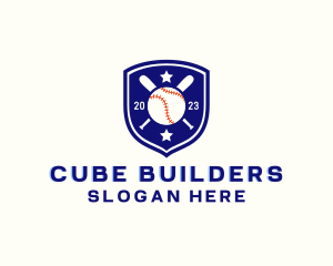 Baseball Bat Ball Emblem logo design