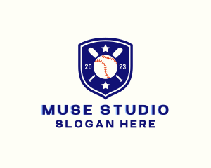 Baseball Bat Ball Emblem logo design