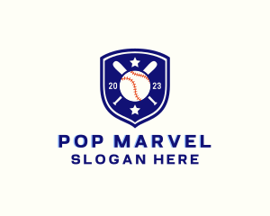 Baseball Bat Ball Emblem logo design