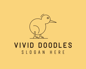 Cute Kiwi Bird  logo design