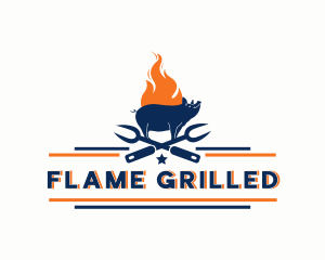 Fire Pork Grill logo design