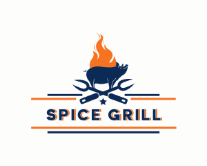 Fire Pork Grill logo design