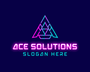 Triangle Tech Letter A logo design