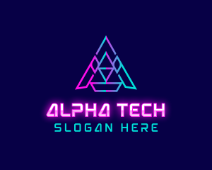 Triangle Tech Letter A logo design