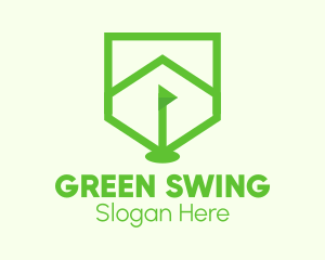 Green Golf Course Flag Shield logo